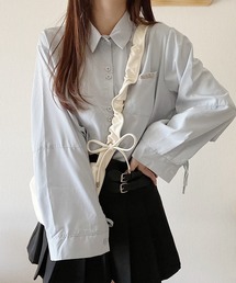袖リボンシャツ