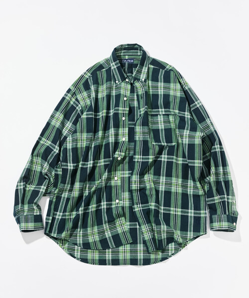 NAUTICA(ノーティカ)の「NAUTICA/ノーティカ ビッグシルエット マドラスチェック BDシャツ ロングスリーブ/ボタンダウンシャツ(シャツ/ブラウス・メンズ・ブルー/グリーン・X-LARGE/MEDIUM/LARGE)」の8枚目の写真