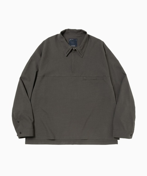 meanswhile(ミーンズワイル)の「Half-zip Pullover SH(シャツ/ブラウス・メンズ・ブラック/チャコール/ブラウン・2(M)/3(L)/4(XL))」の2枚目の写真