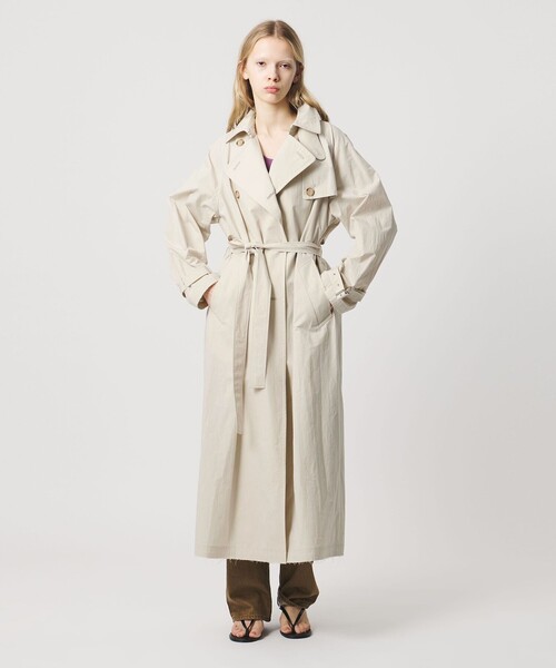 ATTISESSION(アティセッション)の「<ATTISESSION>コットン ナイロン カットオフ トレンチ コート(トレンチコート・レディース・ブラック/オフホワイト・38/36)」の1枚目の写真