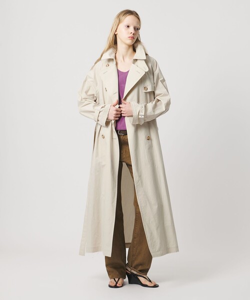 ATTISESSION(アティセッション)の「<ATTISESSION>コットン ナイロン カットオフ トレンチ コート(トレンチコート・レディース・ブラック/オフホワイト・38/36)」の3枚目の写真