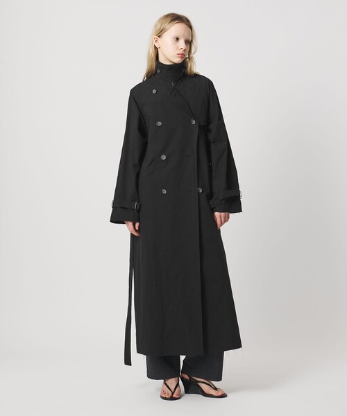 ATTISESSION(アティセッション)の「<ATTISESSION>コットン ナイロン カットオフ トレンチ コート(トレンチコート・レディース・ブラック/オフホワイト・38/36)」の5枚目の写真