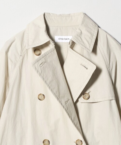 ATTISESSION(アティセッション)の「<ATTISESSION>コットン ナイロン カットオフ トレンチ コート(トレンチコート・レディース・ブラック/オフホワイト・38/36)」の10枚目の写真