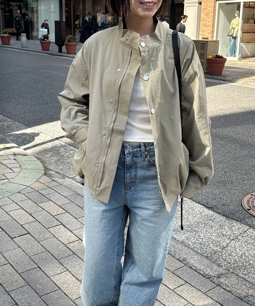 CANAL JEAN（キャナルジーン）の「El mar　コットンナイロンスタンドカラーブルゾン（ブルゾン・レディース・アイボリー/チャコールグレー/ベージュ・ONE SIZE）」の3枚目の写真