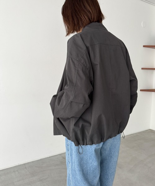 CANAL JEAN（キャナルジーン）の「El mar　コットンナイロンスタンドカラーブルゾン（ブルゾン・レディース・アイボリー/チャコールグレー・ONE SIZE）」の7枚目の写真