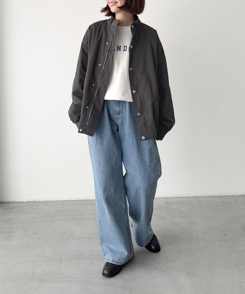 CANAL JEAN（キャナルジーン）の「El mar　コットンナイロンスタンドカラーブルゾン（ブルゾン・レディース・アイボリー/チャコールグレー・ONE SIZE）」の9枚目の写真