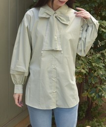 axes femme | ラインリボンオーバーシャツ(シャツ/ブラウス)