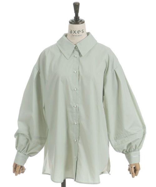 axes femme（アクシーズファム）の「ラインリボンオーバーシャツ（シャツ/ブラウス・レディース・グリーン/モカ/ホワイト・FREE）」の21枚目の写真