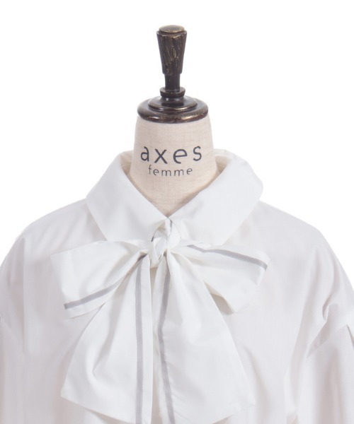 axes femme（アクシーズファム）の「ラインリボンオーバーシャツ（シャツ/ブラウス・レディース・グリーン/モカ/ホワイト・FREE）」の15枚目の写真