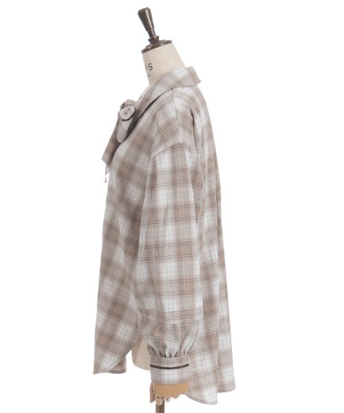 axes femme（アクシーズファム）の「ラインリボンオーバーシャツ（シャツ/ブラウス・レディース・グリーン/モカ/ホワイト・FREE）」の9枚目の写真