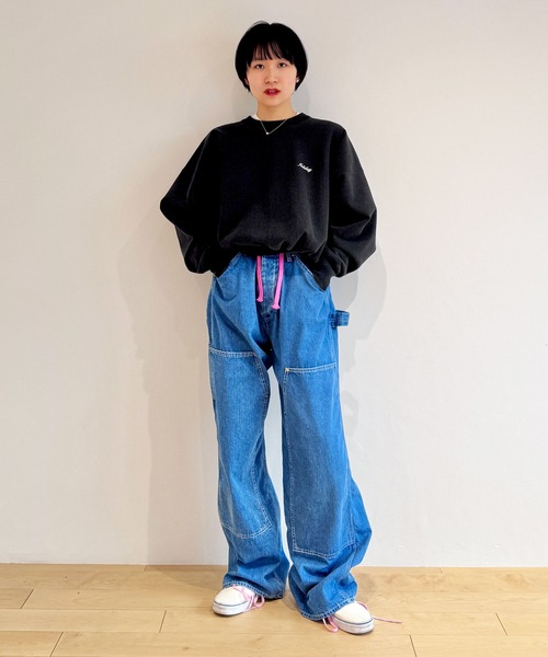 HOLIDAY（ホリデイ）の「ULTRA HEAVY SWEAT CREW-NECK TOPS (Holiday) ウルトラヘビースウェットクルーネックトップス (ホリデイ)（スウェット・レディース・ダークネイビー/ブラック・ONE SIZE）」の14枚目の写真