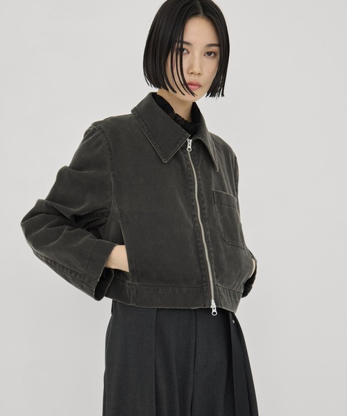 STUDIOUS(ステュディオス)の「【STUDIOUS/ステュディオス】Suede Short Jacket/スウェードショートジャケット/春アウター/ダブルジップ/オーバーサイズ/軽量アウター(ブルゾン・レディース・ダークグレー・FREE)」の6枚目の写真