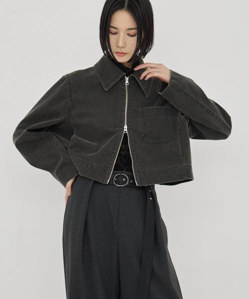 STUDIOUS(ステュディオス)の「【STUDIOUS/ステュディオス】Suede Short Jacket/スウェードショートジャケット/春アウター/ダブルジップ/オーバーサイズ/軽量アウター(ブルゾン・レディース・ダークグレー・FREE)」の7枚目の写真