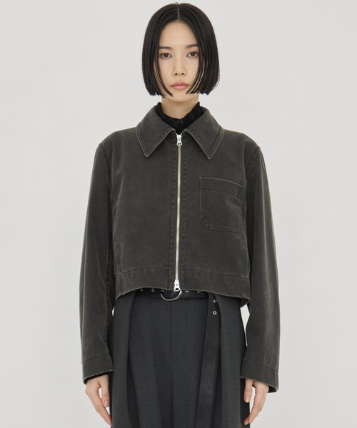 STUDIOUS(ステュディオス)の「【STUDIOUS/ステュディオス】Suede Short Jacket/スウェードショートジャケット/春アウター/ダブルジップ/オーバーサイズ/軽量アウター(ブルゾン・レディース・ダークグレー・FREE)」の9枚目の写真