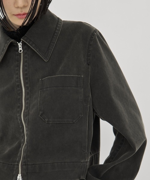 STUDIOUS(ステュディオス)の「【STUDIOUS/ステュディオス】Suede Short Jacket/スウェードショートジャケット/春アウター/ダブルジップ/オーバーサイズ/軽量アウター(ブルゾン・レディース・ダークグレー・FREE)」の14枚目の写真