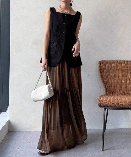 DouDou（ドゥドゥ）の「【WEB限定】スクエアネックベスト（ベスト・レディース・ブラック/ベージュ・FREE）」の22枚目の写真