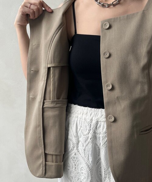 DouDou（ドゥドゥ）の「【WEB限定】スクエアネックベスト（ベスト・レディース・ブラック/ベージュ・FREE）」の21枚目の写真