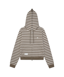 TCM stripe standard hooded zip-up (brown)