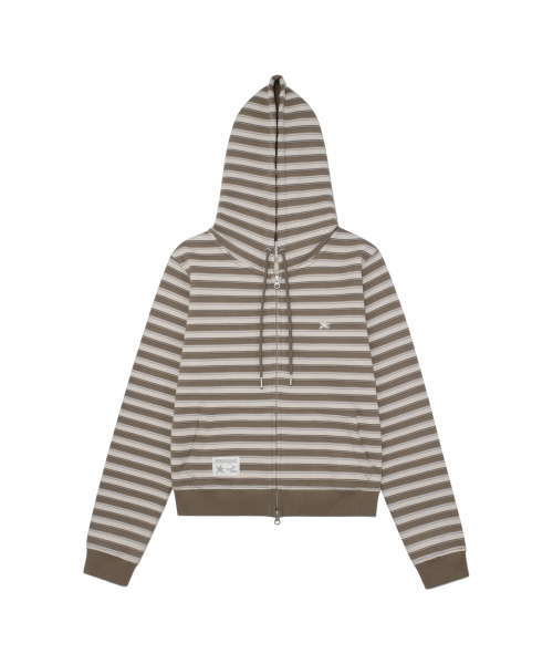 THECOLDESTMOMENT(ザコールデストモーメント)の「TCM stripe standard hooded zip-up (brown)(パーカー・レディース・その他・SMALL/MEDIUM/LARGE)」の2枚目の写真