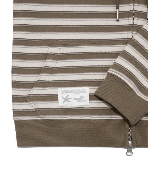 THECOLDESTMOMENT(ザコールデストモーメント)の「TCM stripe standard hooded zip-up (brown)(パーカー・レディース・その他・SMALL/MEDIUM/LARGE)」の4枚目の写真