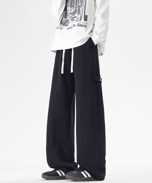 neos（ネオス）の「【neos】ユニセックス サイドボタン 立体 ルーズ セミワイド スウェット パンツ メンズ レディース（スウェットパンツ・メンズ・グレー/アイボリー/ブラック・LARGE/X-LARGE/MEDIUM）」の3枚目の写真