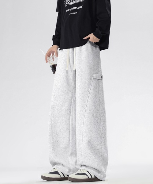 neos（ネオス）の「【neos】ユニセックス サイドボタン 立体 ルーズ セミワイド スウェット パンツ メンズ レディース（スウェットパンツ・メンズ・グレー/アイボリー/ブラック・LARGE/X-LARGE/MEDIUM）」の5枚目の写真