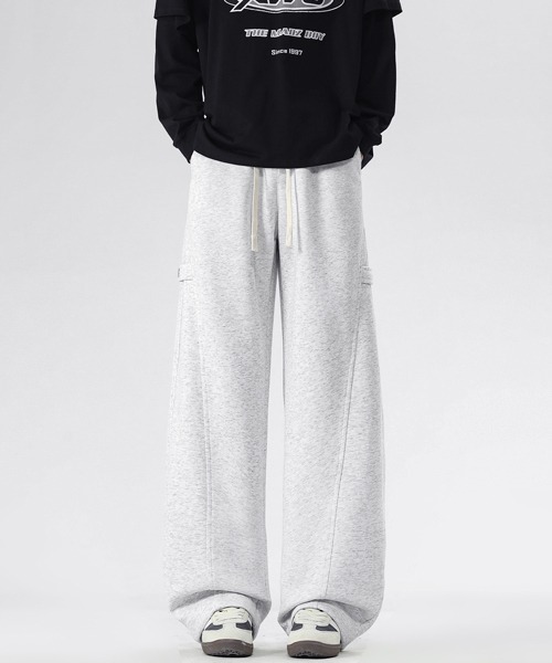 neos（ネオス）の「【neos】ユニセックス サイドボタン 立体 ルーズ セミワイド スウェット パンツ メンズ レディース（スウェットパンツ・メンズ・グレー/アイボリー/ブラック・LARGE/X-LARGE/MEDIUM）」の7枚目の写真