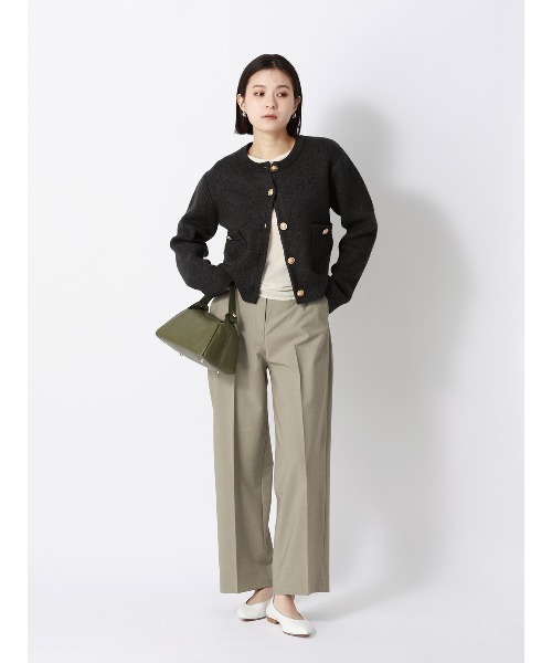 SUIT SQUARE（スーツスクエア）の「ワイドパンツ ウォッシャブル ストレッチ UVカット TRトロピカル 無地（スラックス・レディース・カーキ/ネイビー・40(11号)/38(9号)/36(7号)）」の4枚目の写真