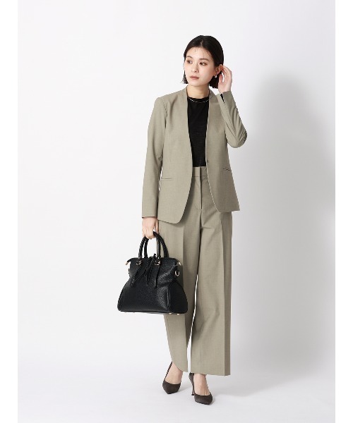 SUIT SQUARE（スーツスクエア）の「ワイドパンツ ウォッシャブル ストレッチ UVカット TRトロピカル 無地（スラックス・レディース・カーキ/ネイビー・40(11号)/38(9号)/36(7号)）」の5枚目の写真