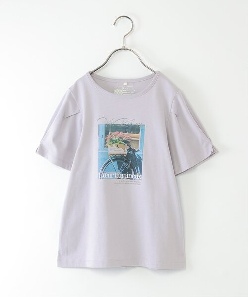 ikka(イッカ)の「【接触冷感/親子コーデ】袖タック冷感プリントTシャツ(120~160cm)(Tシャツ/カットソー・キッズ・ライトパープル/ホワイト/オフホワイト/チャコール・140/120/130/150/160)」の4枚目の写真