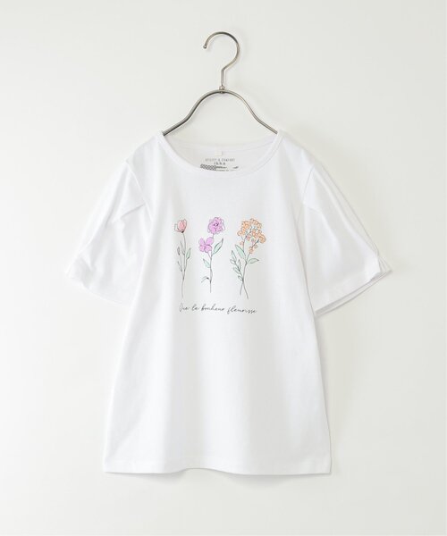 ikka(イッカ)の「【接触冷感/親子コーデ】袖タック冷感プリントTシャツ(120~160cm)(Tシャツ/カットソー・キッズ・ライトパープル/ホワイト/オフホワイト/チャコール・140/120/130/150/160)」の2枚目の写真