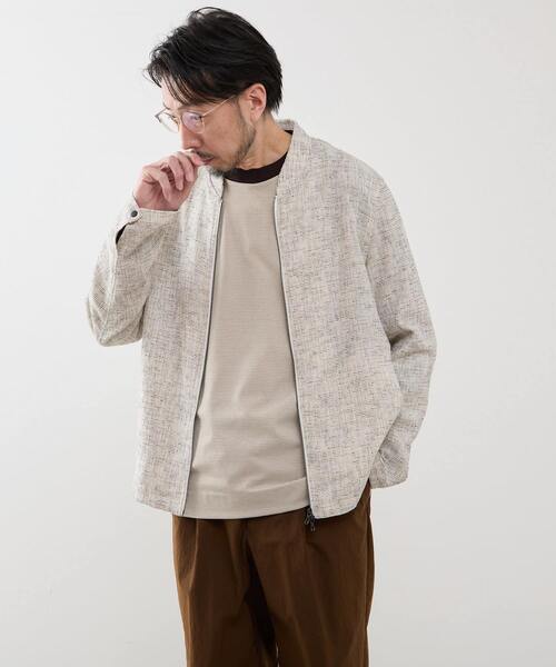MEN'S MELROSE(メンズメルローズ)の「ビシュウサマーツィードボンバージャケット(ブルゾン・メンズ・アイボリー/ブルー/ネイビー・2/3/4/5)」の2枚目の写真