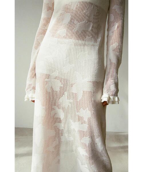 CODE A(コードエー)の「flower mesh dress(ワンピース・レディース・ベージュ系3/ホワイト系4・00)」の4枚目の写真