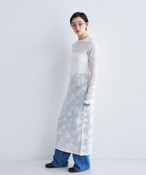 CODE A(コードエー)の「flower mesh dress(ワンピース・レディース・ベージュ系3/ホワイト系4・00)」の7枚目の写真