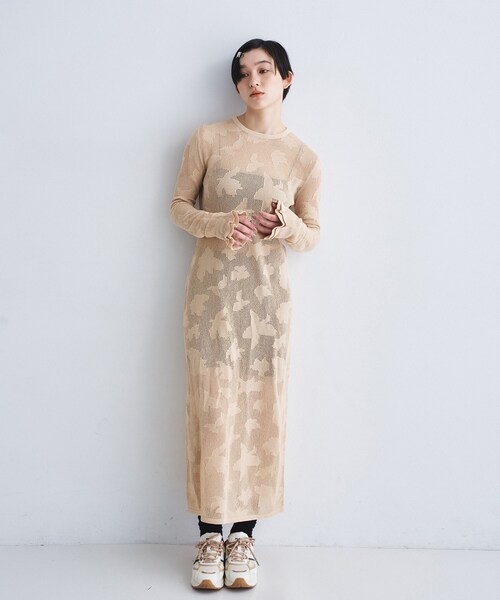 CODE A(コードエー)の「flower mesh dress(ワンピース・レディース・ベージュ系3/ホワイト系4・00)」の9枚目の写真