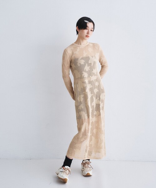 CODE A(コードエー)の「flower mesh dress(ワンピース・レディース・ベージュ系3/ホワイト系4・00)」の10枚目の写真