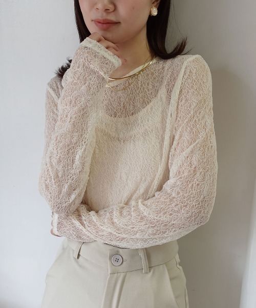 CORNERS(コーナーズ)の「袖ギャザーレーストップス(Tシャツ/カットソー・レディース・ベージュ/アイボリー/ブラック・M)」の5枚目の写真