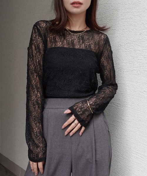 CORNERS(コーナーズ)の「袖ギャザーレーストップス(Tシャツ/カットソー・レディース・ベージュ/アイボリー/ブラック・M)」の13枚目の写真