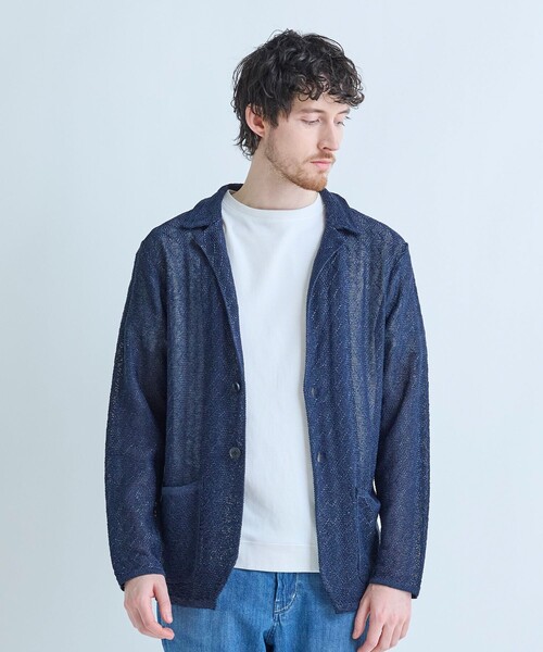 MEN'S BIGI(メンズビギ)の「変形アーガイルシアーニットジャケット(カーディガン/ボレロ・メンズ・ブラック/グリーン/ネイビー・04/03/02/01/1)」の7枚目の写真