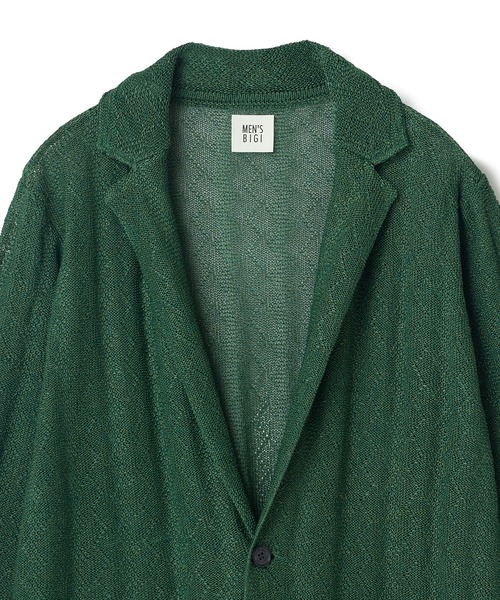 MEN'S BIGI（メンズビギ）の「変形アーガイルシアーニットジャケット（カーディガン/ボレロ・メンズ・ブラック/グリーン/ネイビー・04/03/02/01）」の15枚目の写真