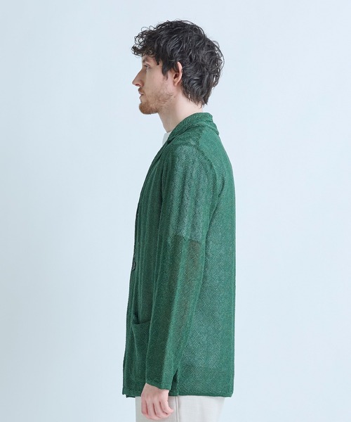 MEN'S BIGI（メンズビギ）の「変形アーガイルシアーニットジャケット（カーディガン/ボレロ・メンズ・ブラック/グリーン/ネイビー・04/03/02/01）」の5枚目の写真