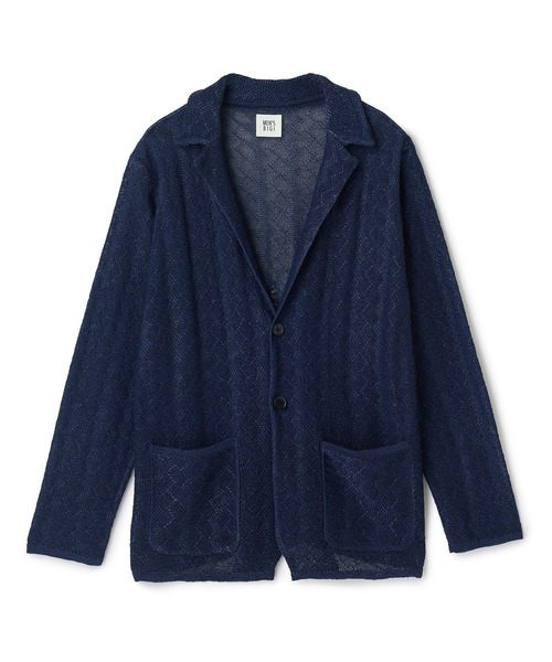 MEN'S BIGI（メンズビギ）の「変形アーガイルシアーニットジャケット（カーディガン/ボレロ・メンズ・ブラック/グリーン/ネイビー・04/03/02/01）」の13枚目の写真