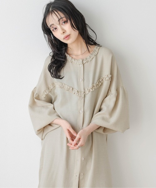 SUGAR BISKET(シュガービスケット)の「バルーンスリーブシャツワンピース(シャツワンピース・レディース・ネイビー/グレー/ベージュ・フリー)」の10枚目の写真