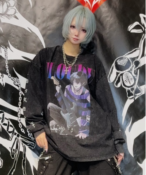 BACKSTAGE PASS（バックステージパス）の「【黒野京×BACKSTAGE PASS コラボ】VANDALISM ピグメント加工 オーバーサイズ ロンT（Tシャツ/カットソー・メンズ・ダークグレー/ライトグレー/ブラック・FREE）」の3枚目の写真
