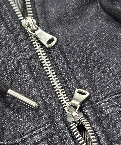 AEXEA（アクシー）の「ツーウェイジップアップウォッシングクロップフードデニムジャケット I02JRD_AVK11326（デニムジャケット・レディース・ライトインディゴブルー/グレイッシュブルー/ダークグレー・FREE）」の7枚目の写真