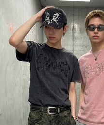 SPINNS（スピンズ）の「ダメージパッチワークロゴ半袖Tシャツ/トライバルロゴ/ピグメント加工（Tシャツ/カットソー）」