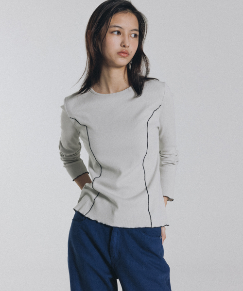 ANDNEEDS(アンドニーズ)の「Mori line long sleeve (light gray)(Tシャツ/カットソー・レディース・その他・FREE)」の1枚目の写真