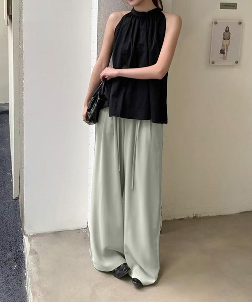 aimoha（アイモハ）の「とろみドレープ イージーワイドパンツ（その他パンツ・レディース・ブラック/ライトグレー・FREE）」の6枚目の写真