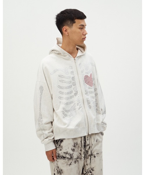 DISCOVERED（ディスカバード）の「HOTFIX BONE&HEART PARKA（パーカー・メンズ・ホワイト/ブラック・SMALL/LARGE）」の6枚目の写真