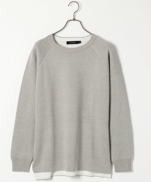 RAGEBLUE（レイジブルー）の「接結ニットクルー長袖/711588（ニット/セーター・メンズ・ネイビー/ベージュ/グレー/グリーン/ホワイト・LARGE/MEDIUM）」の3枚目の写真